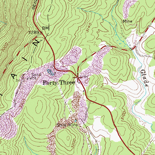 Topographic Map of Forty Three, WV