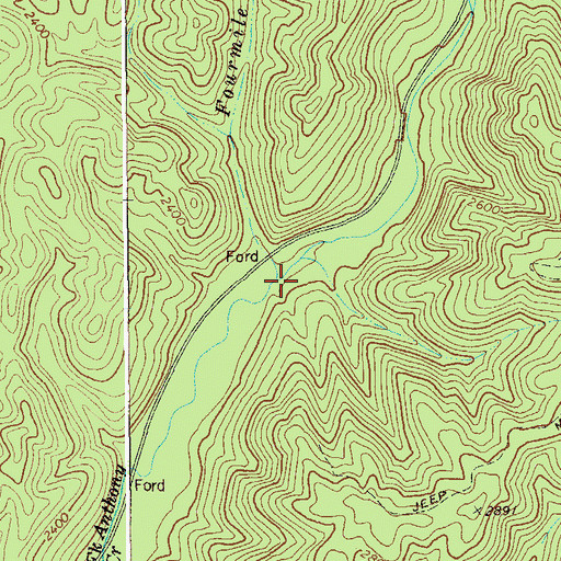 Topographic Map of Fourmile Run, WV