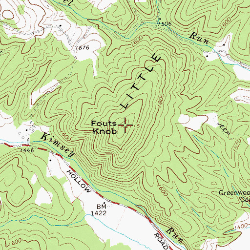 Topographic Map of Fouts Knob, WV