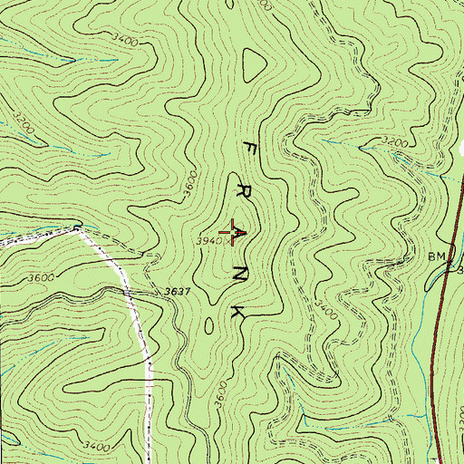 Topographic Map of Frank Mountain, WV
