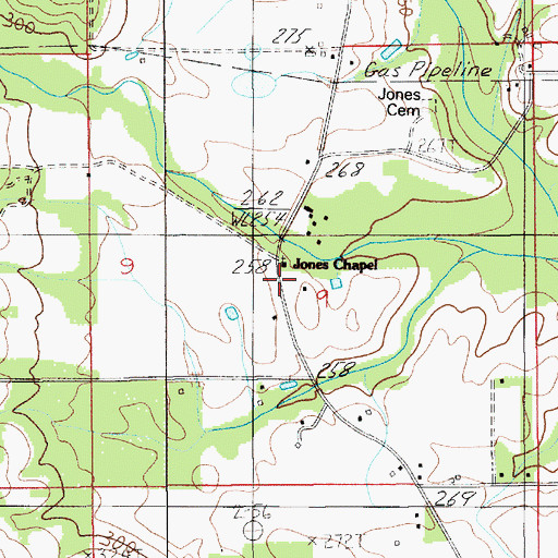Topographic Map of Jones Chapel, AL