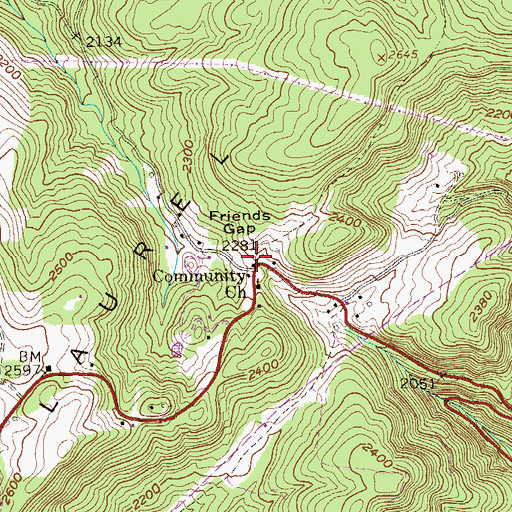 Topographic Map of Friends Gap, WV