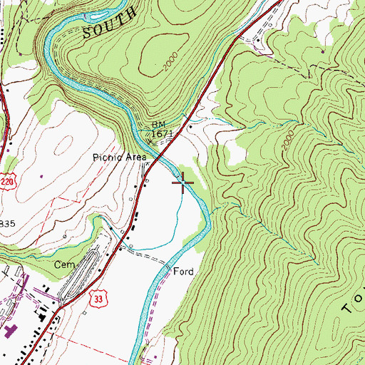 Topographic Map of Friends Run, WV