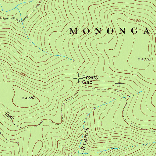Topographic Map of Frosty Gap, WV