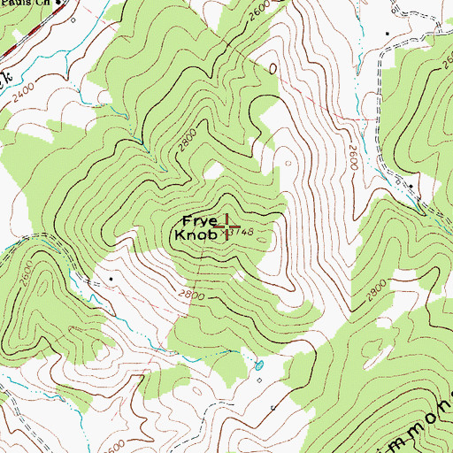 Topographic Map of Frye Knob, WV