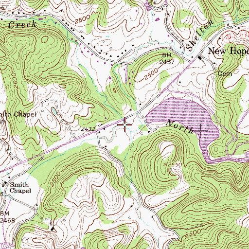 Topographic Map of Fussy Creek, WV