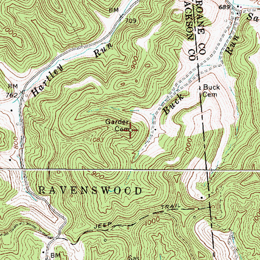 Topographic Map of Garder Cemetery, WV
