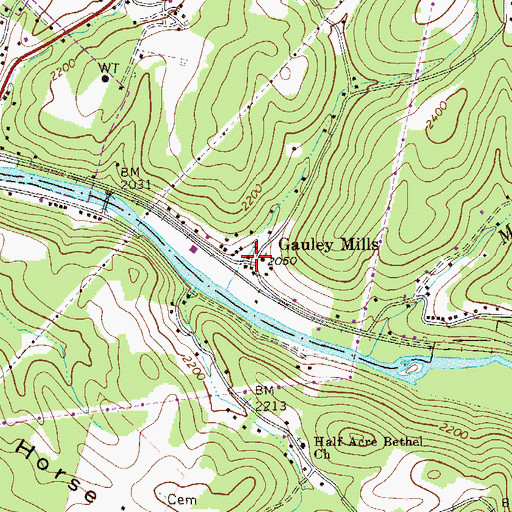 Topographic Map of Gauley Mills, WV