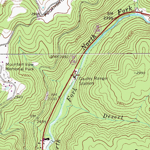 Topographic Map of Gauley Ranger Station, WV