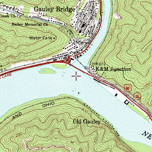 Topographic Map of Gauley River, WV