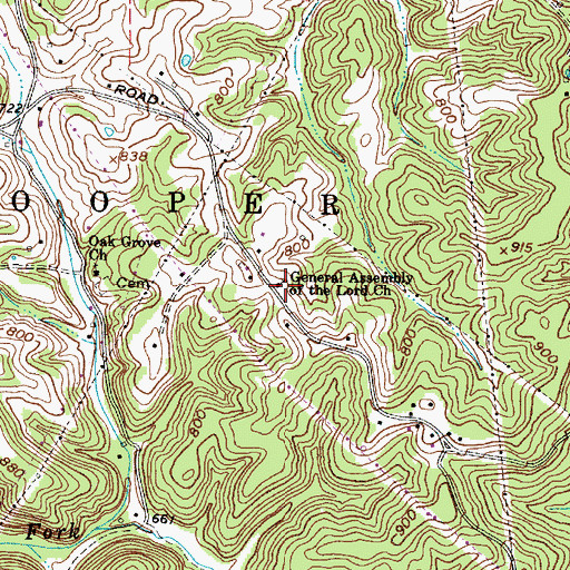 Topographic Map of General Assembly of the Lord Church, WV