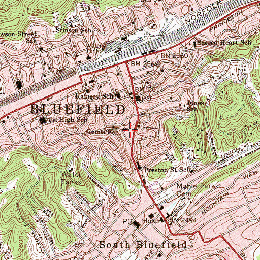Topographic Map of Genoa School (historical), WV