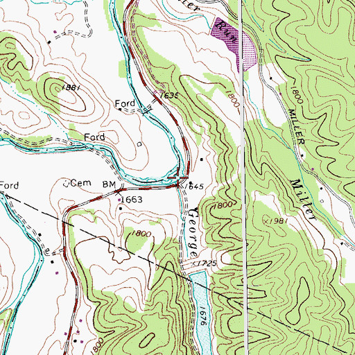 Topographic Map of George Run, WV