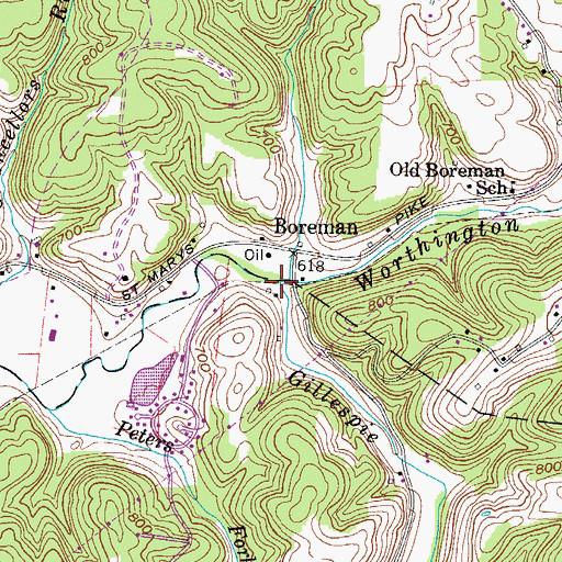 Topographic Map of Gillespie Run, WV