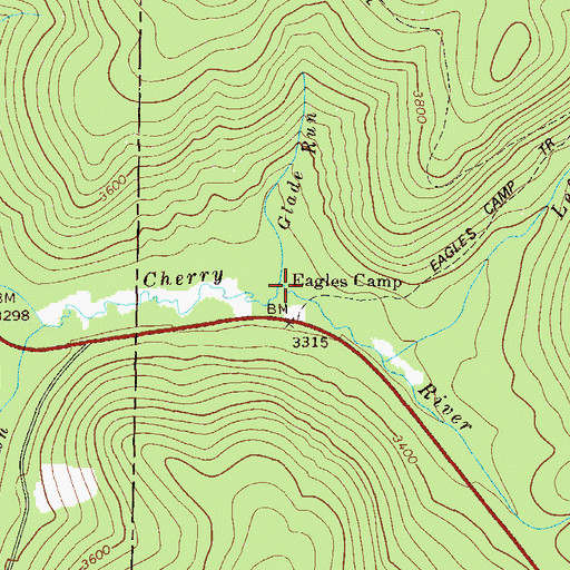 Topographic Map of Glade Run, WV