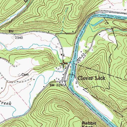 Topographic Map of Glade Run, WV