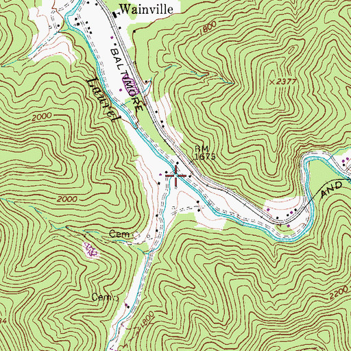 Topographic Map of Glade Run, WV