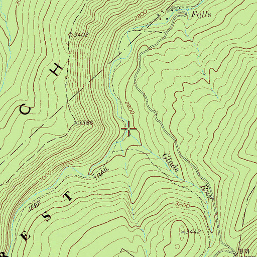 Topographic Map of Glade Run, WV