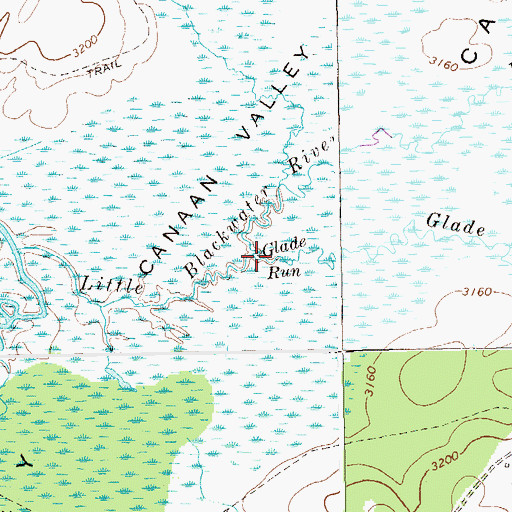 Topographic Map of Glade Run, WV