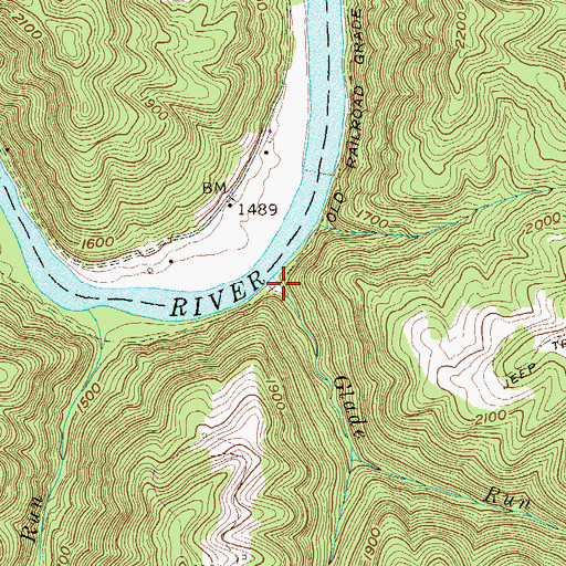 Topographic Map of Glade Run, WV