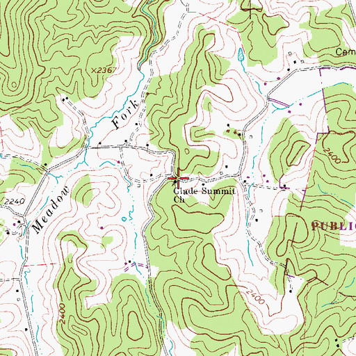 Topographic Map of Glade Summit Church, WV