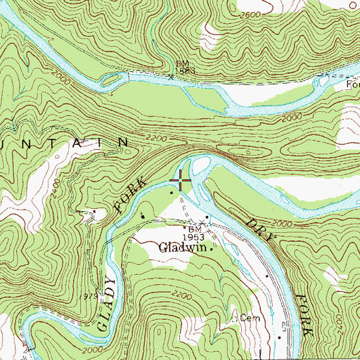 Topographic Map of Glady Fork, WV