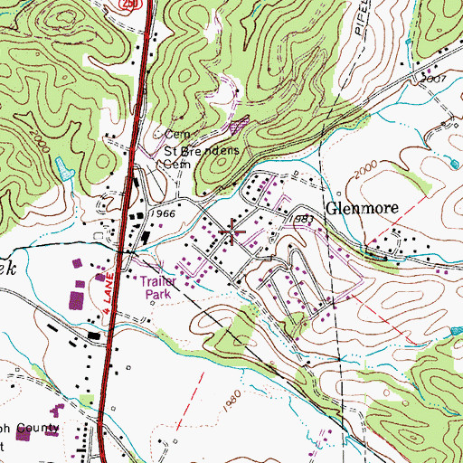 Topographic Map of Glenmore, WV