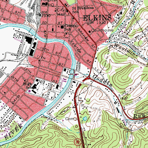 Topographic Map of Goddin Run, WV