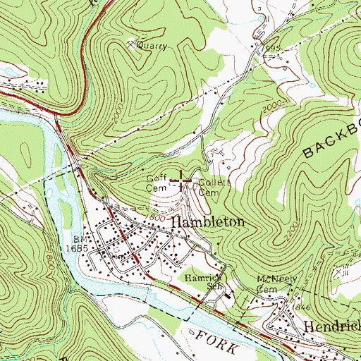 Topographic Map of Goff Cemetery, WV