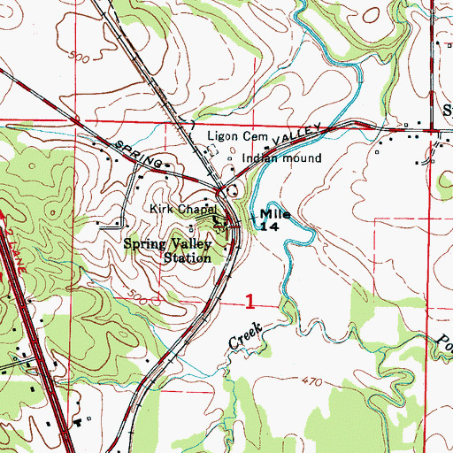 Topographic Map of Kirk Chapel, AL