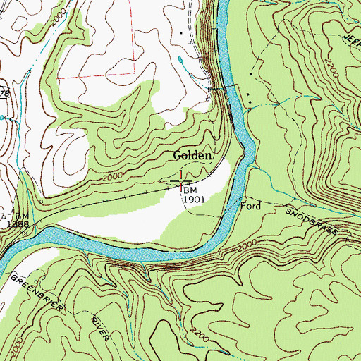 Topographic Map of Golden, WV