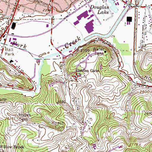 Topographic Map of Golden Gate Church, WV