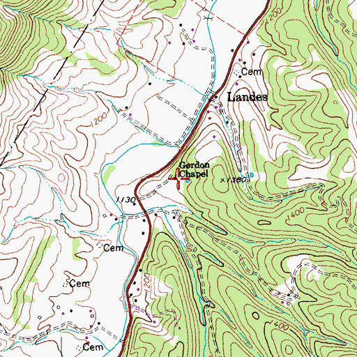 Topographic Map of Gordon Chapel, WV