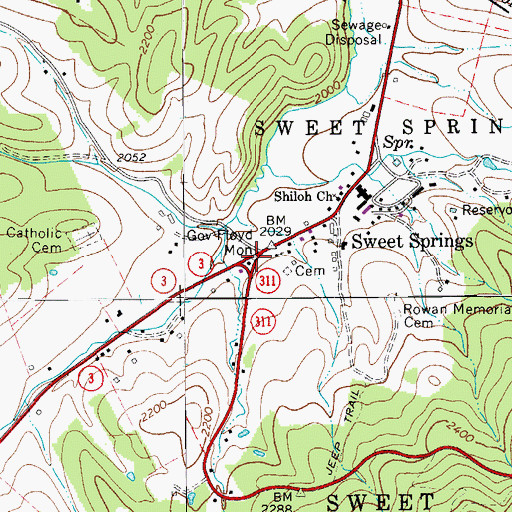 Topographic Map of Government Floyd Monument, WV