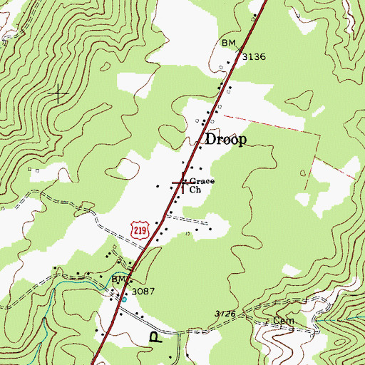 Topographic Map of Grace Church, WV