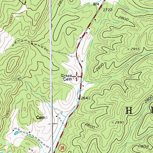 Topographic Map of Gragg Cemetery, WV