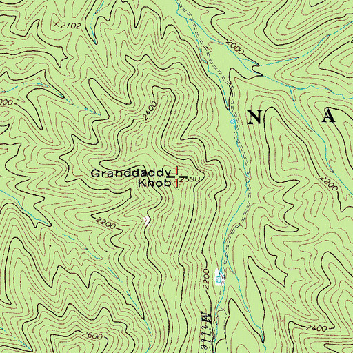 Topographic Map of Granddaddy Knob, WV