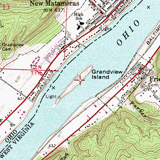 Topographic Map of Grandview Island, WV