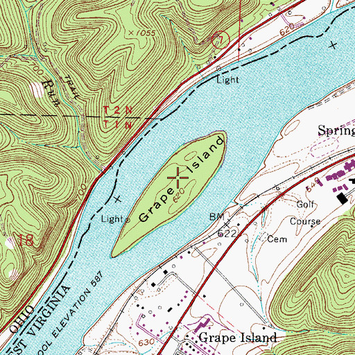 Topographic Map of Grape Island, WV