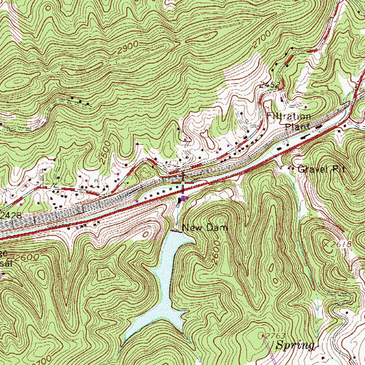 Topographic Map of Grassy Branch, WV
