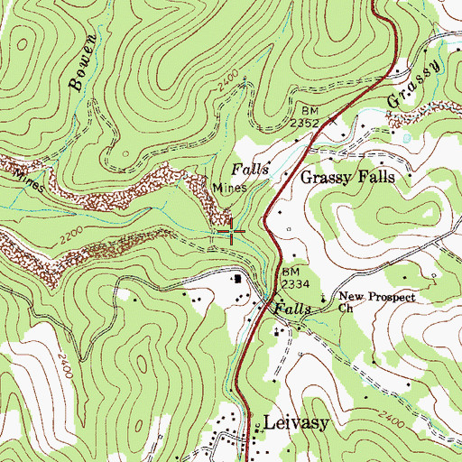 Topographic Map of Grassy Creek, WV