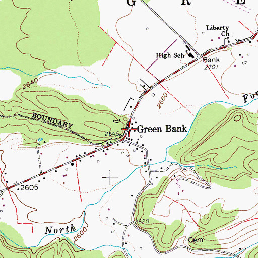 Topographic Map of Green Bank, WV