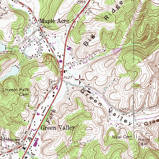 Topographic Map of Green Valley, WV