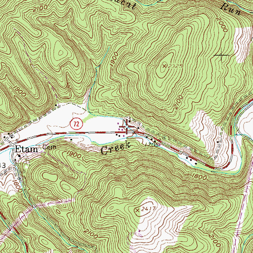 Topographic Map of Green Valley, WV