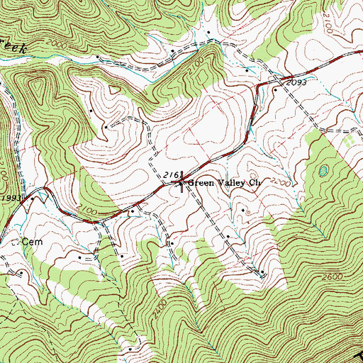 Topographic Map of Green Valley Church, WV