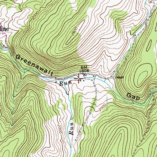 Topographic Map of Greenawalt Gap, WV