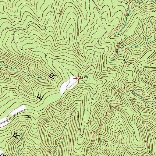 Topographic Map of Greenbrier Mountain, WV
