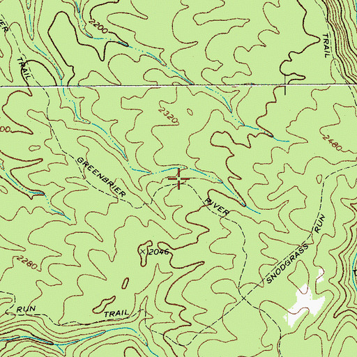 Topographic Map of Greenbrier River Trail, WV