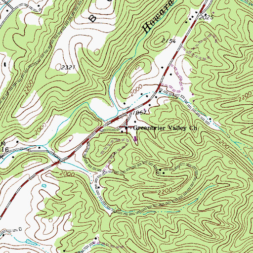 Topographic Map of Greenbrier Valley Baptist Church, WV