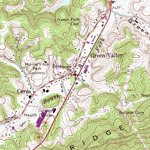 Topographic Map of Greenview United Methodist Church, WV